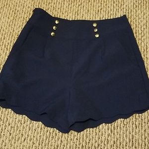 Very J Scallop High Waisted Shorts